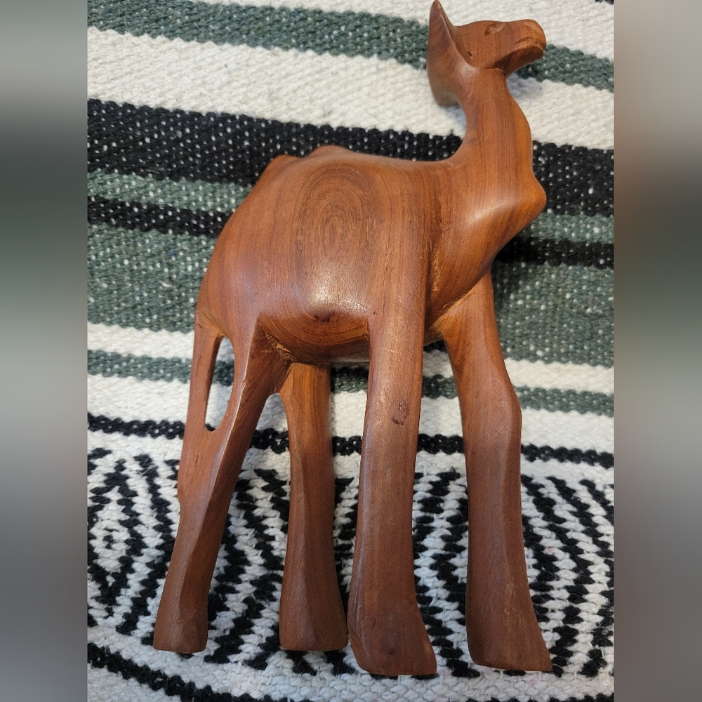 Wooden Carved Camel Figurines Home Decor Animal Accent